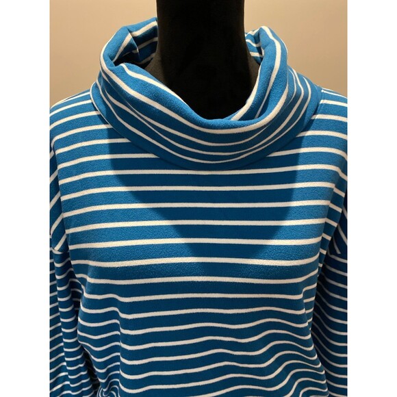 Time and Tru Velour Top Size XXL (20) Cowl Neck Turquoise Green White Stripes - Picture 3 of 11